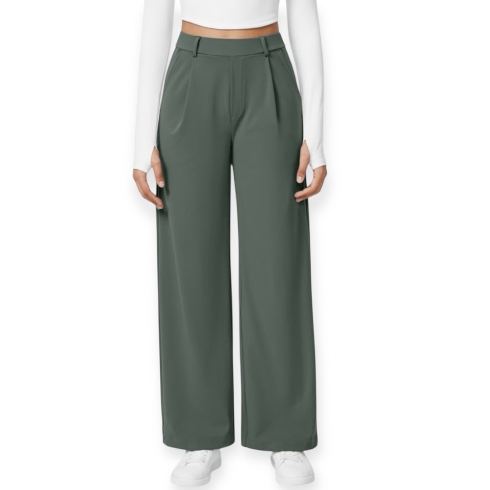 HALARA Wide Leg Pants in Olive Green